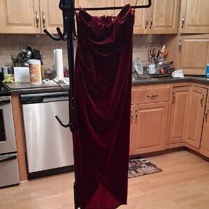 Astr Crimson Red Velvet Maxi Dress
